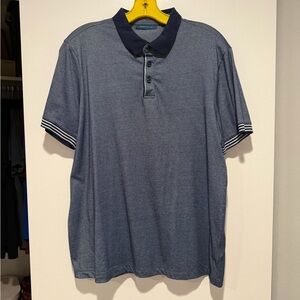 Perry Ellis Navy Polo with Striped Collar